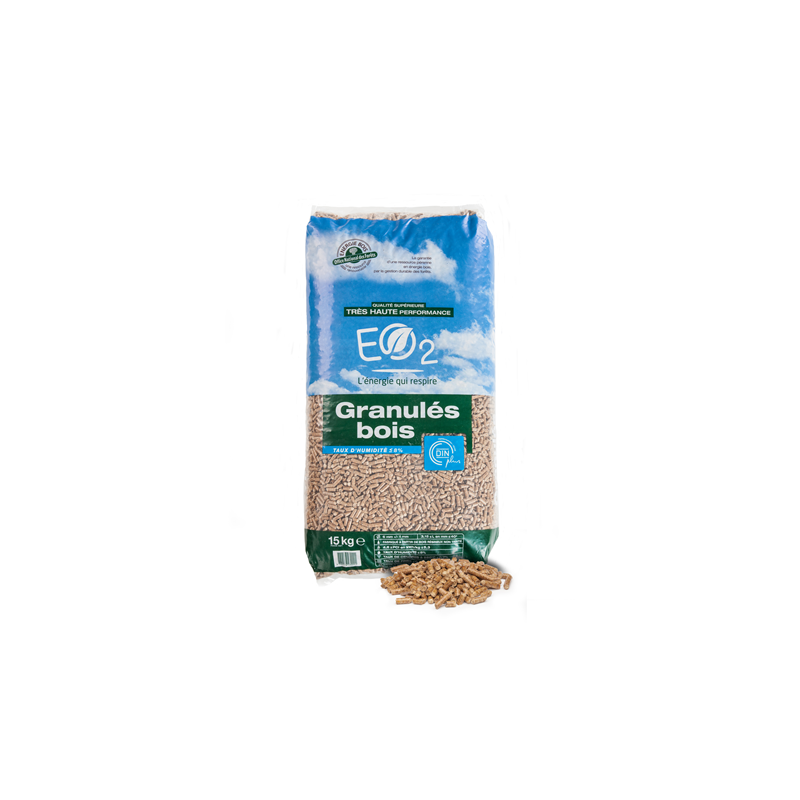 EO2® Houtpellets – Halve pallet (33 zakken, 495 kg)