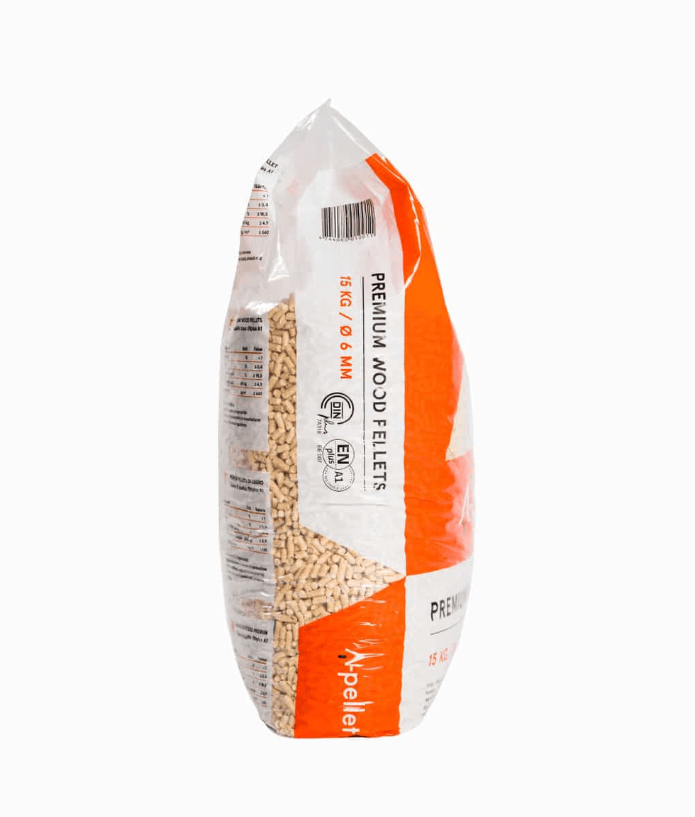 6 mm houtpellets – 65 zakken van 15 kg (975 kg)